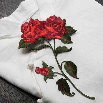 3Pcs Rose cvet aplicirano obliži letnik vezenje obliž DIY oblačila šivalni pribor aplicirano Železa na obliž 131501