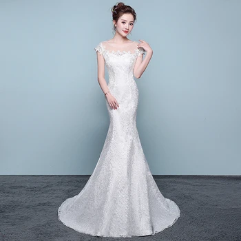 Nova Moda Klasična Preprosta, Elegantna Lepa Čipke Cvetove Morska Deklica Poročne Obleke Vestidos De Noiva Haljo De Mariage Poročne Obleke