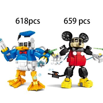 2 stilu Disney Slika Donald Duck Mickey Mouse Robot Okraski Model gradniki Kit Klasične Opeke Otroci Igrače Božično Darilo 13418