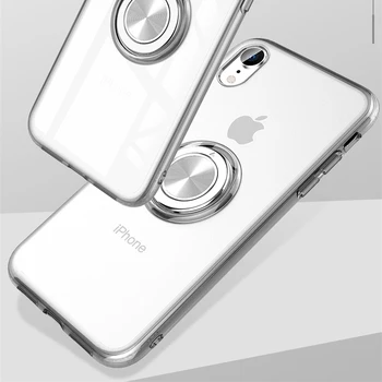 Za iPhone XS Max Primeru Magnetni Obroč Stojalo silikagel Pregleden primerih Za iPhone 6 6s 7 8 Plus X XS XR 11 Pro Max Luksuzni Coque
