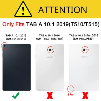 360 Vrtljivo Ohišje za Samsung Galaxy Tab 10.1 2019 T510 T515 SM-T510 SM-T515 Tablet Funda Pokrovček za Samsung Tab 10.1 2019 135511