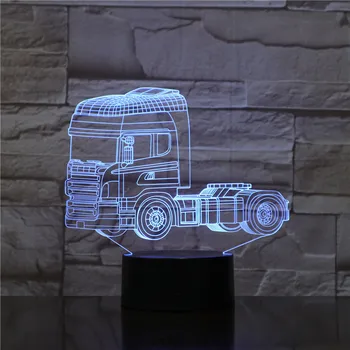 3D Lučka Tovornjak Glavo Lepo darilo za Otroke Barva Spreminja z Oddaljenim Najboljše Dekoracijo za Otroke Led Nočna Lučka Lučka 136625