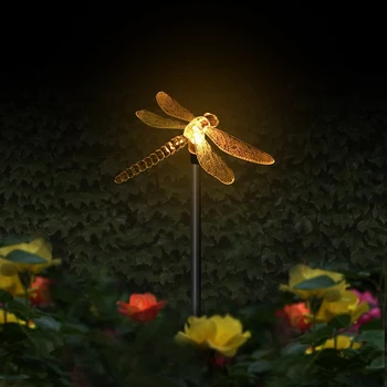 Sončne Vrtne Luči Ptica Metulj Dragonfly Solar Powered Poti Luči, Multi-Color Spreminjanje Prostem Krajine Pot Travnik Lučka