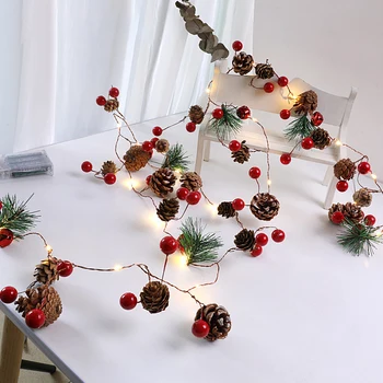 Božič obesek 2M 20Led bakrene žice lučka niz bor cone iglo vila lučka DIY garland svetlobe Božično drevo decoration