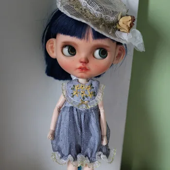 Srčkan Lutka obleko za blyth Svileno obleko + svile klobuk 2pcs/veliko Retro napredno slog ročno 6.22.3 2 barvi