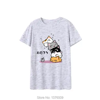 Japonska Igre Poletje T Shirt Neko Atsume Mačka Mijav Femme T-shirt Harajuku Slog Šola Dekleta Priložnostne Vrhovi Shein Mujer Tee S-5XL