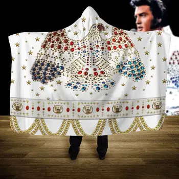 Elvis Presley Hooded Odejo 3D full tiskanja Nosljivi Odejo Odrasli moški ženske Flis Odeja slog-2 13854