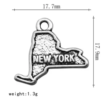 Moj obliko 30pcs Dvojno Stranicami New York Zemljevid Čar Obesek za DIY Nakit, Izdelava 138636
