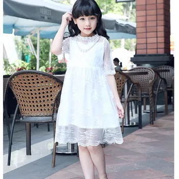 3T, da 9T otroci girls moda poletje čipke prekrivni til princess party obleke otrok novo črno belo šifon obleko oblačila