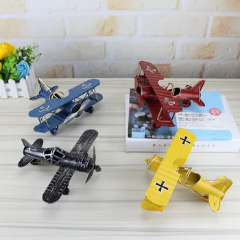 Retro Dvokrilec, Kovinski Modeli Letal Doma Dekor Ustvarjalne Obrti Okraski Miniaturni Modeli Letalo Model Igrače Za Otroke 1407