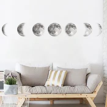 Ustvarjalne Stenske Nalepke Barve Moon Phase Zemljevid Prostora Luna Stenske Nalepke Doma Dekor Steno Dnevne Sobe Okna Okraski