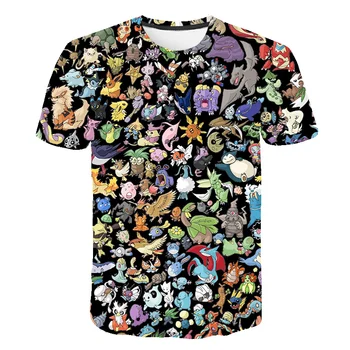 2020 Novo 3D Moških in Žensk Pokemon Risanke majica s kratkimi rokavi Boys Anime T Shirt O-Vratu Oblačila 2020 Poletje Moda priložnostne Otroci Vrhovi 143169