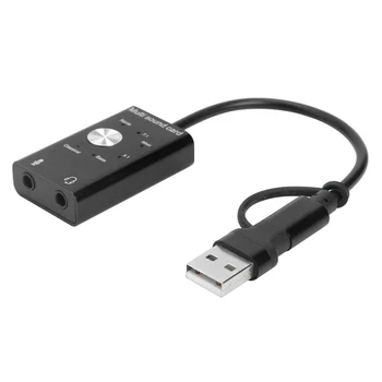 USB Zunanje Zvočne Kartice USB2.0+ Tip C do 3,5 mm Jack za Slušalke Mikrofon Zvočna kartica za Windows, Mac, Linux, Android 143204
