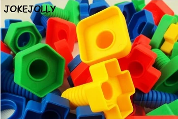 10 kompletov Vijak gradniki plastičnih vstavite bloki matica obliko igrače za otroke, Izobraževalne Igrače obsega modele GYH 14432