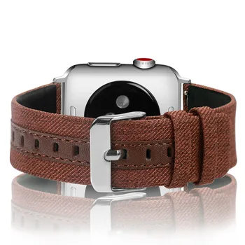 Usnjeni Trak Za Apple watch band 42mm 38 mm iwatch 4/3 Band 44 mm 40 mm zapestnica Luksuzno Usnje+platno watchband kovinske sponke 14562
