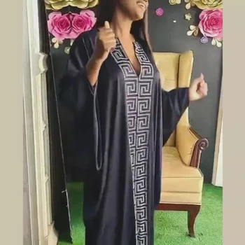 Seksi V Vratu Afriške Obleke za Ženske Plus Velikost Dashiki Kroglice Modna Oblačila Abaya Dubaj Muslimansko Obleko Femme Robe
