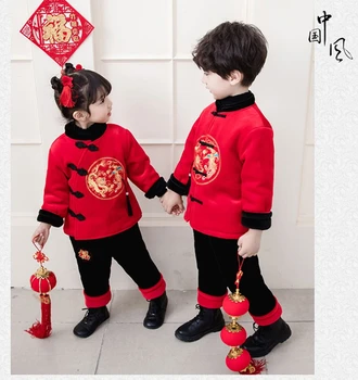 Otroci oblačila dekleta fant tangset one-year-old otroška oblačila Kitajski slog zimska oblačila fantje dekle Han fu Novo Leto cosplay oblačila