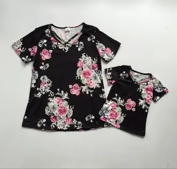 Mama in baby dekleta obleke poletje cvetlični vrh hladno in sveže majica mamica me boutique oblačila