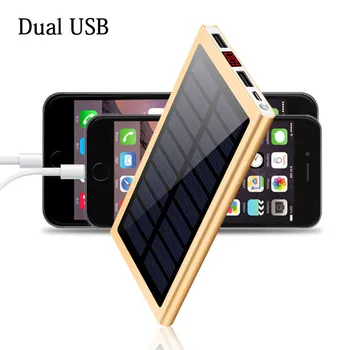 Sončna energija Banke 30000mah 2 USB Zunanje Baterije LED Prenosni Powerbank Mobilni Telefon Solarni Polnilec za pametni telefon 148803