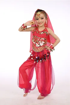 2017 Novo Ročno Otrok Belly Dance Kostumi Bollywood Otroci Trebušni Ples Dekleta Indijski Uspešnosti Krpo Celotno Nastavi 6 Barv