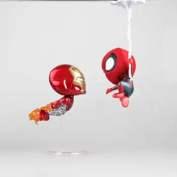 Disney Marvel Avengers 13cm 2pcs/set Iron Man, Spider-Man q različica Akcijskega Slika Model Anime Dekoracijo Figur Igrače model 153514