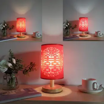 Abajur free 3 barvna žarnica Masivnega lesa znanja Kitajski slog Vesel, Kitajska rdeča hotelski sobi, poročni posebno nočno omarico 15390
