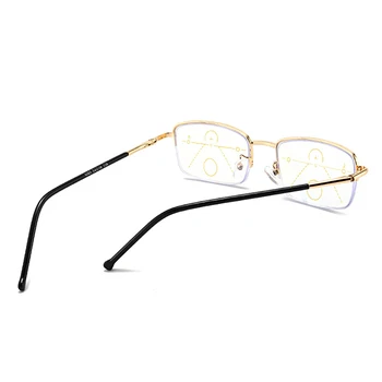 Kovinski Pol-Rim Obravnavi Očala Progresivna Multifokalna Presbyopic Očala za Moške, Ženske Anti Modra Svetloba zlata/črna