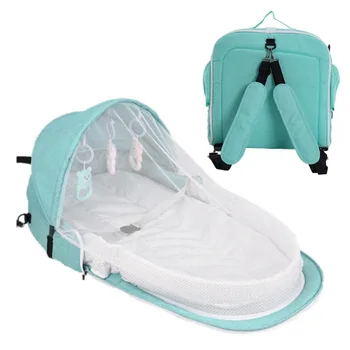 Prenosna Otroška posteljica 3pcs Večfunkcijsko Potovanja sončno Zaščito proti Komarjem Igrače Otroška Zložljiva Dihanje Mumija Vrečko Baby Nest Postelja