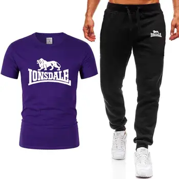 2020 Hot-Prodaja Poletje T-majica+Hlače Sklop Priložnostne Lonsdale blagovne Znamke Fitnes Jogger Hlače, majica s kratkimi rokavi Hip Hop Modo za Moške Trenirke