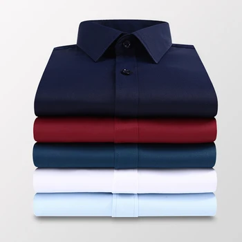 Moška barva poslovna moda priložnostne slim bela dolg rokav srajco za moške blagovne znamke oblačil