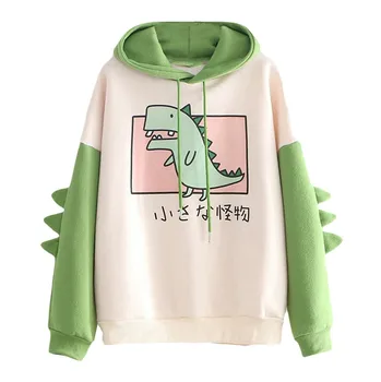 Dinozaver Hoodies Pomlad Jesen Majica Fashion Majica Ženske Moški Priložnostne Tiskanja Dolg Rokav Splice Vrhovi Teen Par