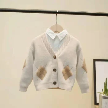 INS VROČE Baby fantje Jopico 1-9 let spletu slaven otroški pulover Diamond vzorec fant obleke malčka pulover 155909
