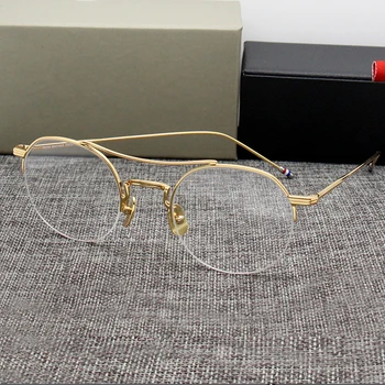 Thom Okrogle Očala Lahke Zlitine Očala Optični Recept Očala Okvir Moških Spektakel Ženske TB903 oculos de grau