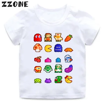 Fantje in Dekleta, Igre Pac-Man Jesti Duha Print majica s kratkimi rokavi Otroci Pacman Smešno Oblačila Baby Poletje Kratek Rokav Bela majica 156889