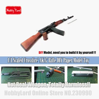 Original 2017 Novo Izračunano Cross Fire AK47 3D Papir Model Simulacije Orožje Assault Puško Modela Pištolo Igrače Za Otroke, Odrasle