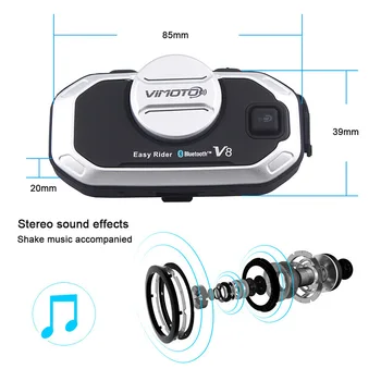 Vimoto V8 motorno kolo, Bluetooth za Čelado Slušalke Interkom BT Brezžični Interfonski intercomunicador bluetooth par motocicleta