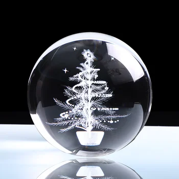 80 mm Kristalno Kroglo za 3D Lasersko Vgravirana Miniaturni Božično Drevo Stekla Svetu Plovila, Kristalno Kroglo, Božični Dekor Darilo Ornament 16023
