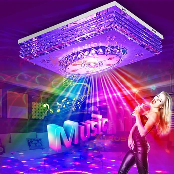 Mordern LED Kristal, Stropne Luči, Svetilke RGB Zatemniti 220V APLIKACIJO Bluetooth & Glasba Zvočnik Pisani Spalnica, Dnevna soba Smart Lučka 16032