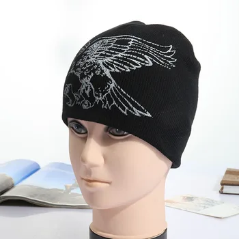 Proizvajalec meri ne določa prva kapa črne volne pletene skp tiskane črke moški beanie klobuk meri kapa