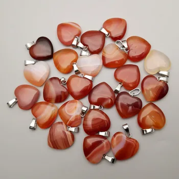 čar rdeče agates naravnega kamna srce obesek za Nakit, izdelava Ogrlica modni dodatki 50Pcs/veliko brezplačna dostava