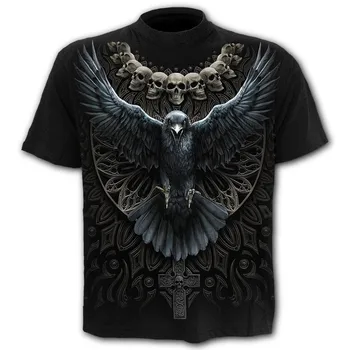 Camiseta de calavera par hombre, blusas de cráneos de teror con estampado 3D, camisa neformalnih de manga corta con cuello redond 164040