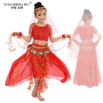 Nov Slog Otroci Ples Trebuh Kostum Za Orientalski Ples Kostume Dekleta Belly Dance Plesalka Obleko Indijske Plesne Kostume Set Za Otroka