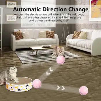 Smart Interaktivne Mačka Igrače, Pisane LED Samostojno Vrtenje Žogo Z Catnip Bell In Pero USB Polnilne Mačka Žogo Igrača