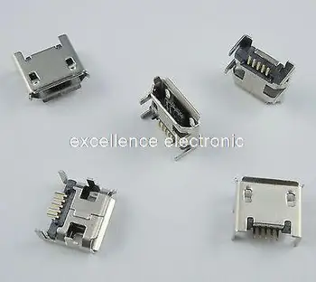 100 Kos Micro USB Tip B Ženski 5 Pin DIP Vtičnice Priključek 4 Noge