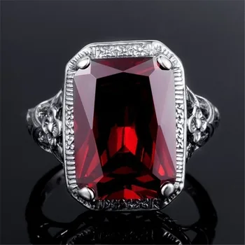 925 Srebro Rdeče Barve Diamant, Rubin Obroč za Ženske Bizuteria Topaz Gemstone Retro Ruby Posla Simulirani 925 Nakit Prstan 170993