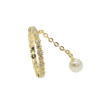 2019 EDINSTVEN design zlato, ki je napolnjena cz večnost band hruška noge čar tassel verige pearl noge elegantne ženske klasičnih obroč 17112