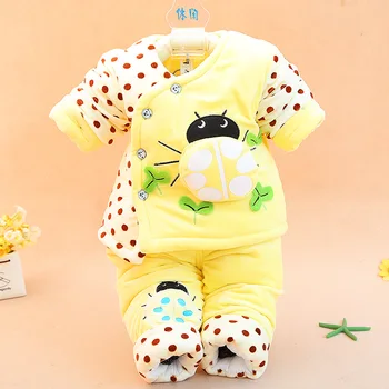 Pozimi Toplo Newborn Baby Risanka Ladybug Vrhnja oblačila Suknjič + Hlače za Malčke Dekliška Oblačila Določa Fantje 2Pcs Obleke Roupas De Bebe