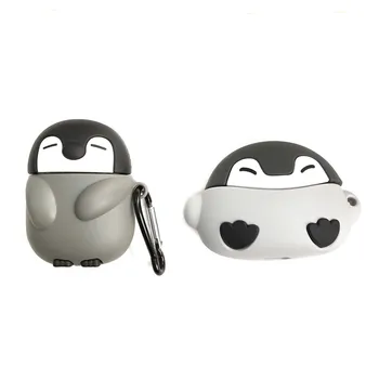 Risanka srčkan pingvini za airpods pro 1 2 3 zadevo za Apple Brezžična tehnologija Bluetooth Slušalke zaščitni Pokrov Soft shell 17299