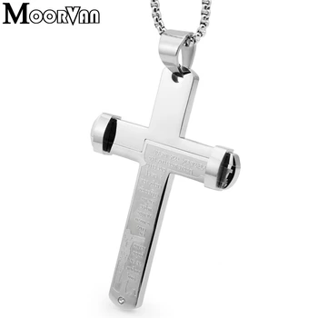 Moorvan krščanski križ za moške,visoke kakovosti punk ogrlico, obesek,velik križ iz nerjavečega jekla debelo nakit VP702 17489