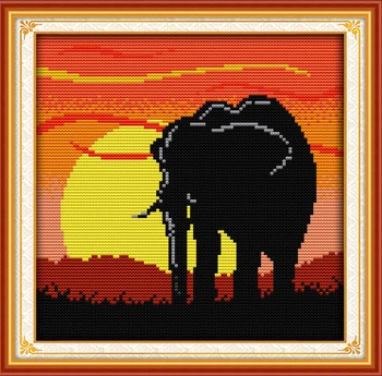 Sunset slon navzkrižno šiv kit aida 14ct 11ct šteje natisnjen platno šivi vezenje DIY ročno needlework